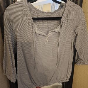 Grey and white stripped shirt size small Loft